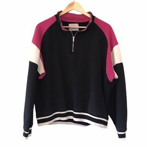 Urban Outfitters Retro Colour Block Quarter Zip Sweatshirt Size Large
